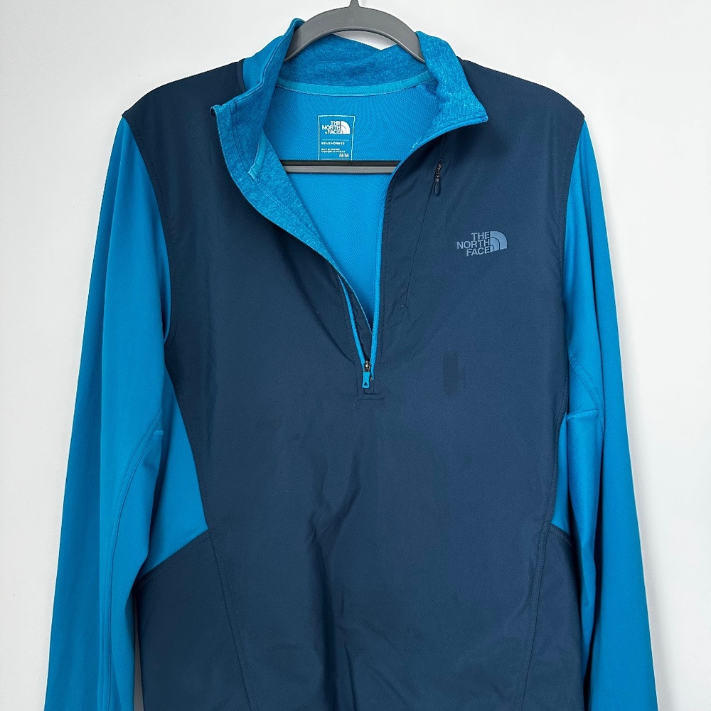 North Face Blue Half Zip Athletic Lightweight Sweater - Medium